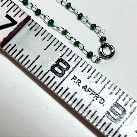 VTG Green Leaf Delicate Link Chain Necklace 16" - Picture 5 of 6